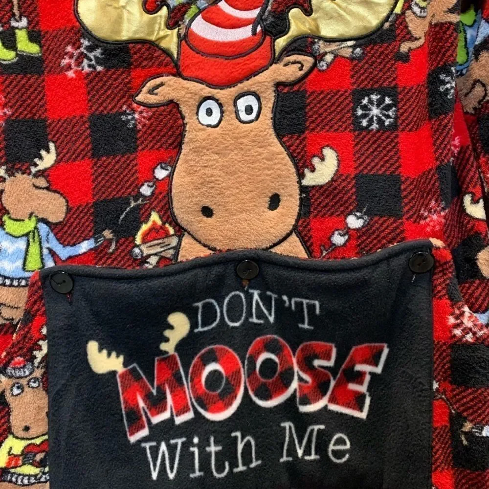 NWT Trap door flannel red/black checked moose sleeper sz S